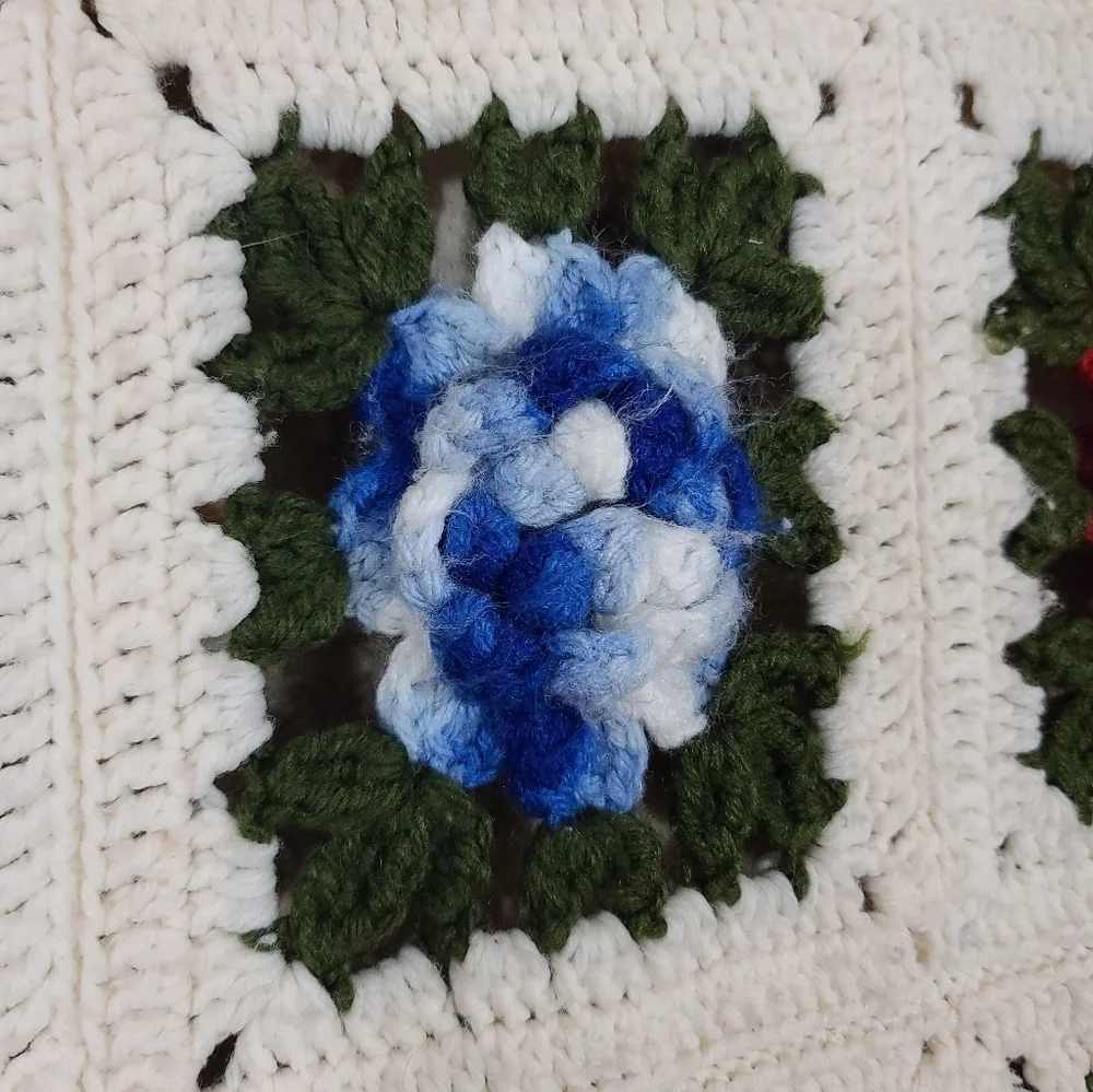 Granny Square Floral Handmade Homemade Afghan Throw Blanket